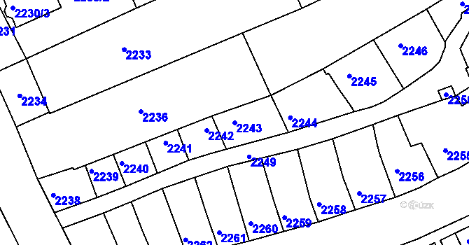Parcela st. 2243 v KÚ Rousínov u Vyškova, Katastrální mapa