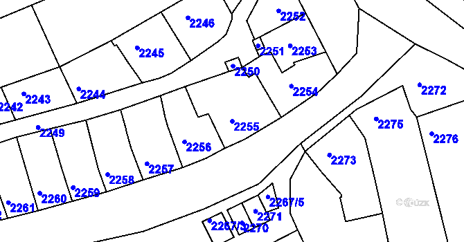 Parcela st. 2255 v KÚ Rousínov u Vyškova, Katastrální mapa
