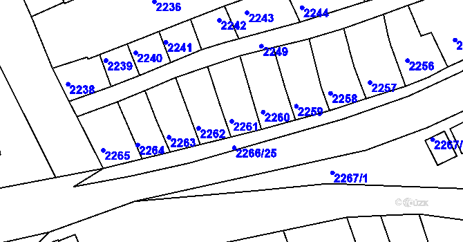 Parcela st. 2261 v KÚ Rousínov u Vyškova, Katastrální mapa