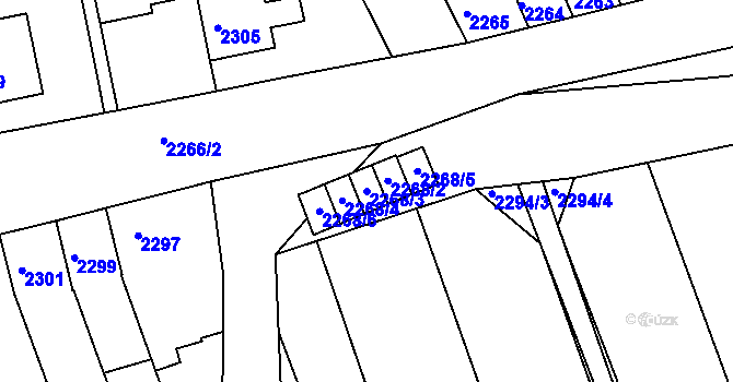 Parcela st. 2268/3 v KÚ Rousínov u Vyškova, Katastrální mapa