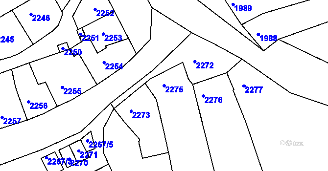 Parcela st. 2275 v KÚ Rousínov u Vyškova, Katastrální mapa