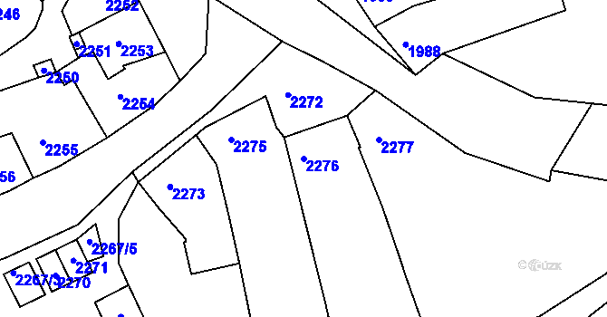 Parcela st. 2276 v KÚ Rousínov u Vyškova, Katastrální mapa
