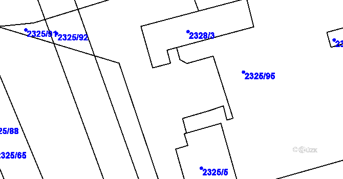 Parcela st. 2325/1 v KÚ Rousínov u Vyškova, Katastrální mapa