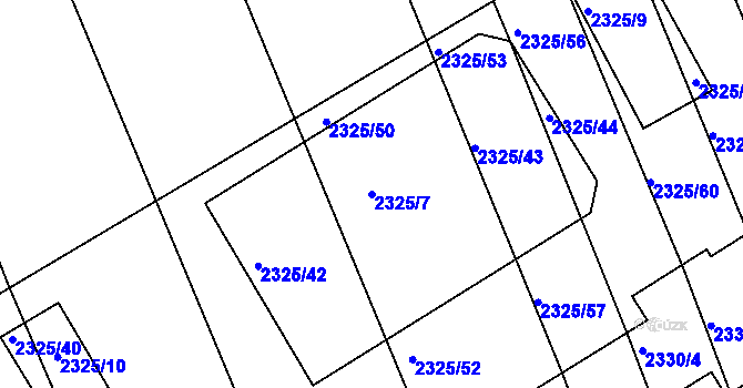 Parcela st. 2325/7 v KÚ Rousínov u Vyškova, Katastrální mapa