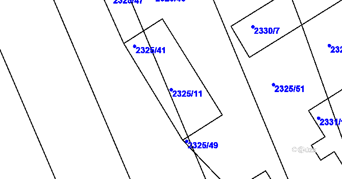 Parcela st. 2325/11 v KÚ Rousínov u Vyškova, Katastrální mapa