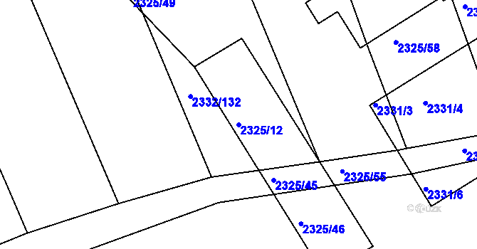 Parcela st. 2325/12 v KÚ Rousínov u Vyškova, Katastrální mapa