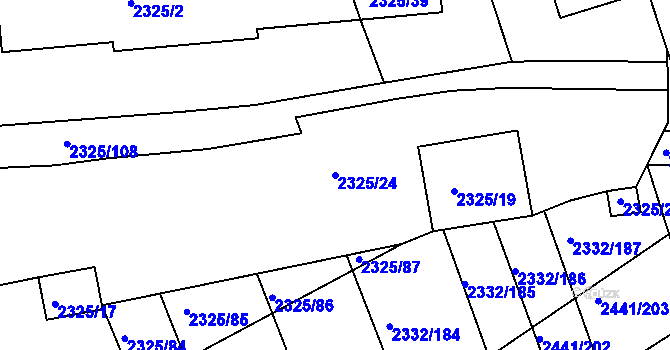 Parcela st. 2325/24 v KÚ Rousínov u Vyškova, Katastrální mapa