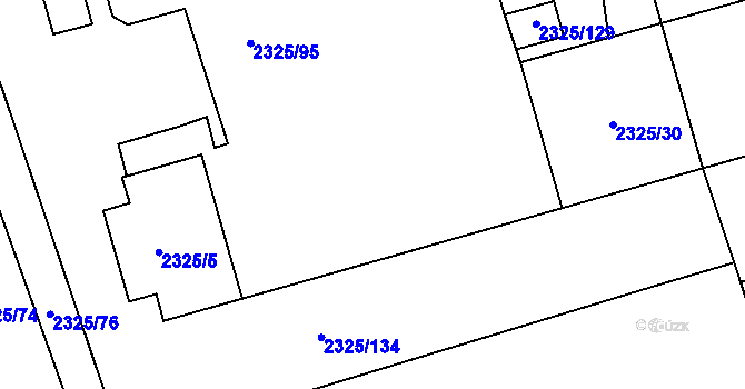 Parcela st. 2325/27 v KÚ Rousínov u Vyškova, Katastrální mapa
