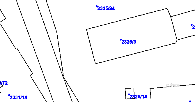 Parcela st. 2326/2 v KÚ Rousínov u Vyškova, Katastrální mapa