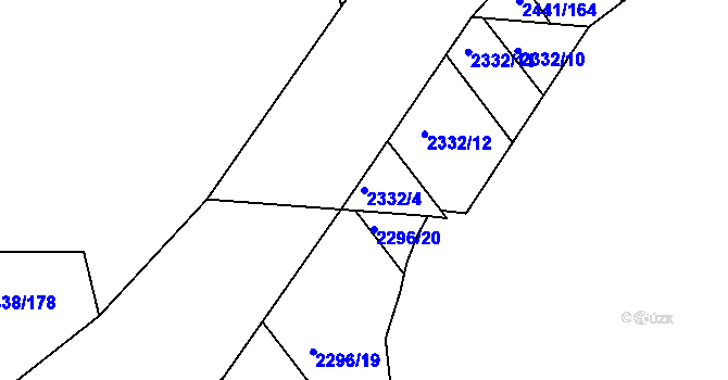 Parcela st. 2332/4 v KÚ Rousínov u Vyškova, Katastrální mapa
