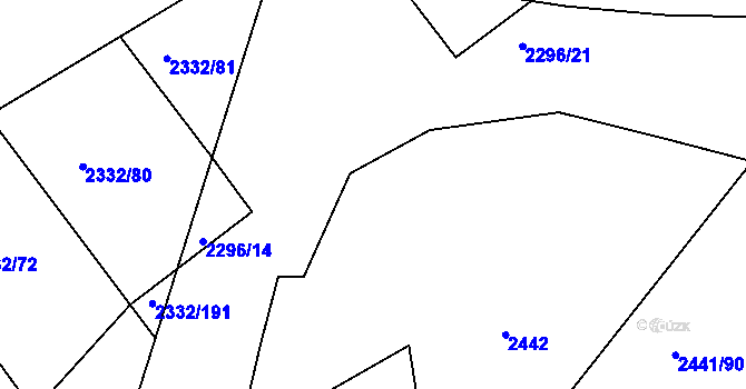 Parcela st. 2332/7 v KÚ Rousínov u Vyškova, Katastrální mapa