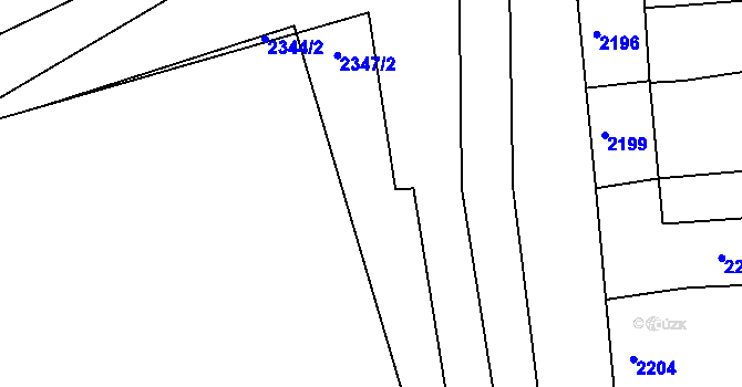Parcela st. 2347 v KÚ Rousínov u Vyškova, Katastrální mapa