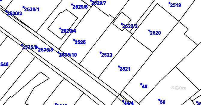 Parcela st. 2523 v KÚ Rousínov u Vyškova, Katastrální mapa