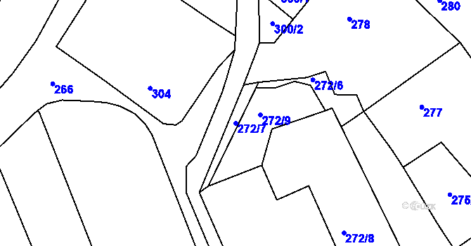 Parcela st. 272/7 v KÚ Rousínov u Vyškova, Katastrální mapa