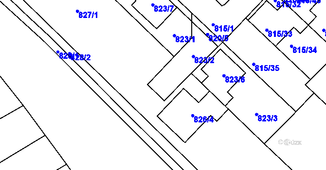 Parcela st. 826/5 v KÚ Rousínov u Vyškova, Katastrální mapa