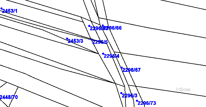 Parcela st. 2296/4 v KÚ Rousínov u Vyškova, Katastrální mapa