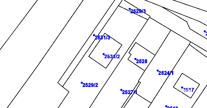 Parcela st. 2531/2 v KÚ Rousínov u Vyškova, Katastrální mapa