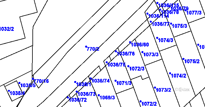 Parcela st. 1036/111 v KÚ Rousínov u Vyškova, Katastrální mapa