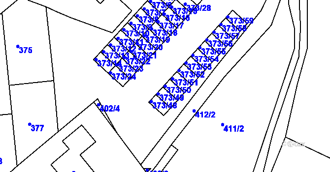 Parcela st. 373/50 v KÚ Rousínov u Vyškova, Katastrální mapa
