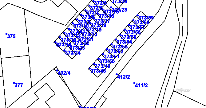 Parcela st. 373/51 v KÚ Rousínov u Vyškova, Katastrální mapa