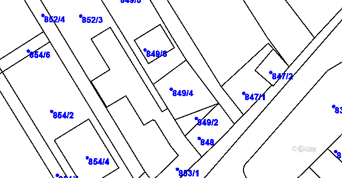 Parcela st. 849/4 v KÚ Rousínov u Vyškova, Katastrální mapa