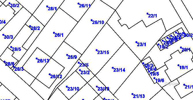 Parcela st. 23/15 v KÚ Rousínov u Vyškova, Katastrální mapa