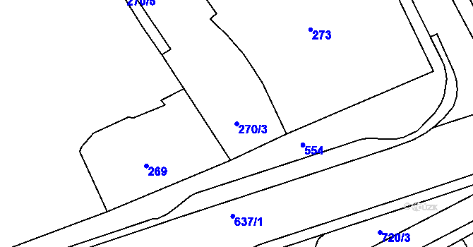 Parcela st. 270/3 v KÚ Rousínov u Vyškova, Katastrální mapa