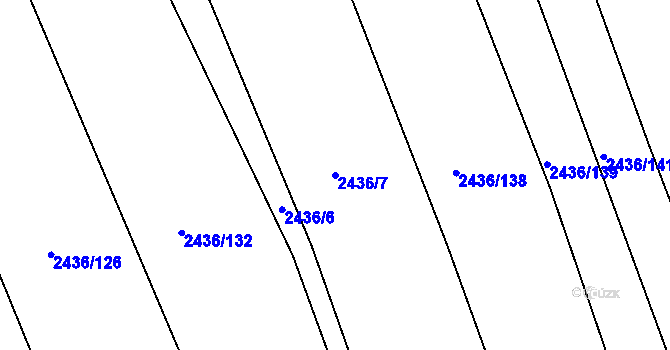 Parcela st. 2436/7 v KÚ Rousínov u Vyškova, Katastrální mapa