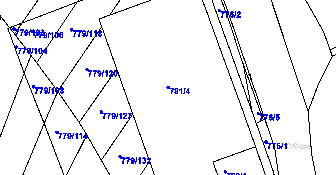 Parcela st. 781/4 v KÚ Rousínov u Vyškova, Katastrální mapa