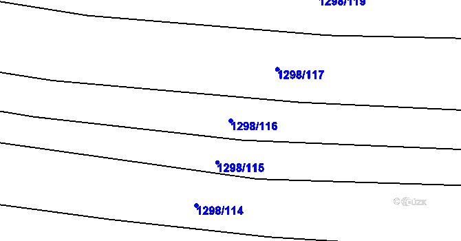 Parcela st. 1298/116 v KÚ Rousínov u Vyškova, Katastrální mapa