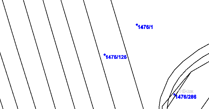 Parcela st. 1476/126 v KÚ Rousínov u Vyškova, Katastrální mapa