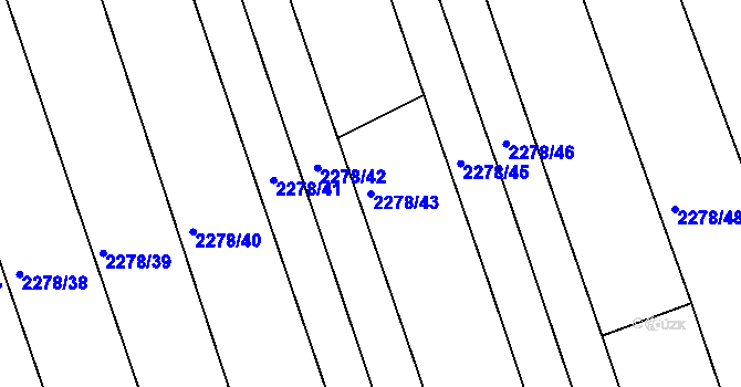Parcela st. 2278/43 v KÚ Rousínov u Vyškova, Katastrální mapa