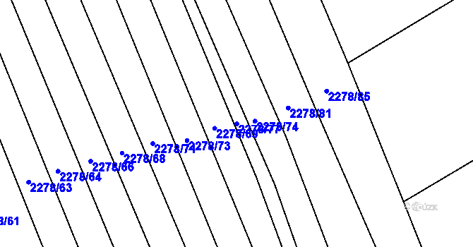 Parcela st. 2278/77 v KÚ Rousínov u Vyškova, Katastrální mapa