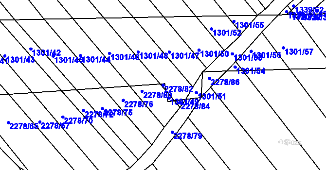 Parcela st. 2278/82 v KÚ Rousínov u Vyškova, Katastrální mapa