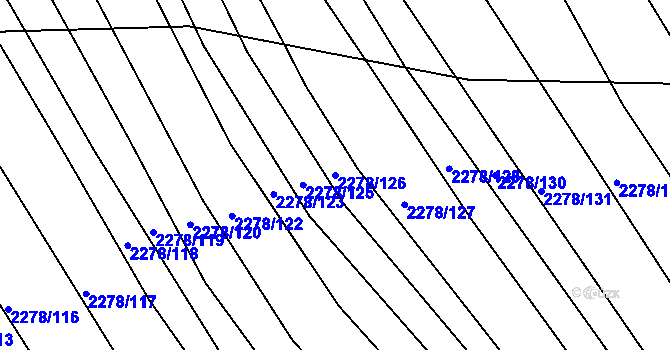 Parcela st. 2278/126 v KÚ Rousínov u Vyškova, Katastrální mapa