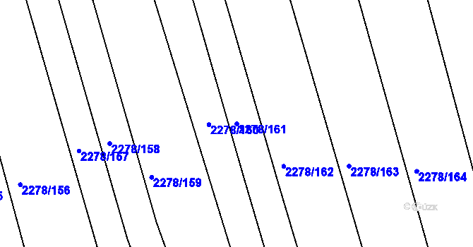Parcela st. 2278/161 v KÚ Rousínov u Vyškova, Katastrální mapa