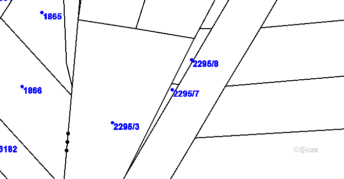 Parcela st. 2295/7 v KÚ Rousínov u Vyškova, Katastrální mapa