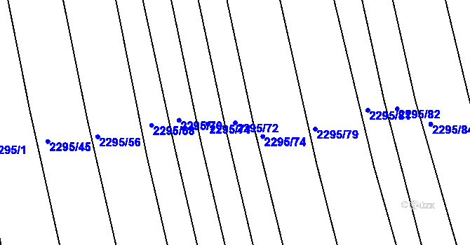 Parcela st. 2295/72 v KÚ Rousínov u Vyškova, Katastrální mapa