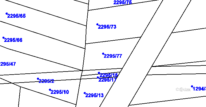 Parcela st. 2295/77 v KÚ Rousínov u Vyškova, Katastrální mapa