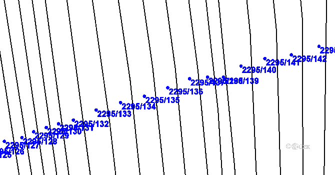 Parcela st. 2295/136 v KÚ Rousínov u Vyškova, Katastrální mapa