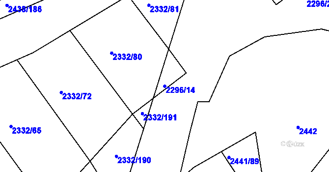Parcela st. 2296/14 v KÚ Rousínov u Vyškova, Katastrální mapa