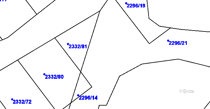 Parcela st. 2296/17 v KÚ Rousínov u Vyškova, Katastrální mapa