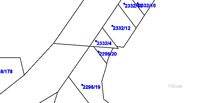 Parcela st. 2296/20 v KÚ Rousínov u Vyškova, Katastrální mapa