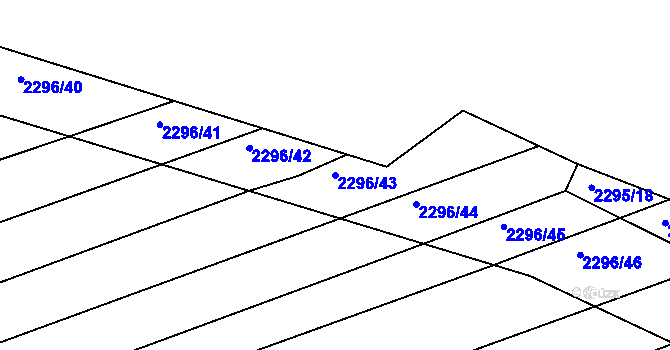 Parcela st. 2296/43 v KÚ Rousínov u Vyškova, Katastrální mapa