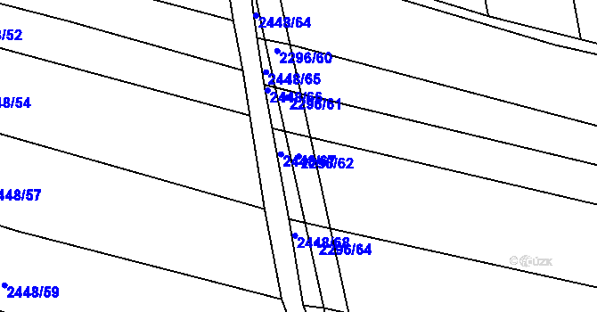 Parcela st. 2296/62 v KÚ Rousínov u Vyškova, Katastrální mapa