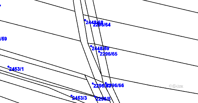 Parcela st. 2296/65 v KÚ Rousínov u Vyškova, Katastrální mapa