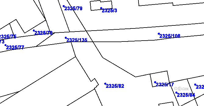 Parcela st. 2325/101 v KÚ Rousínov u Vyškova, Katastrální mapa