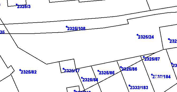 Parcela st. 2325/115 v KÚ Rousínov u Vyškova, Katastrální mapa