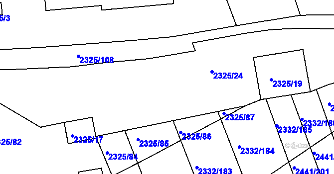 Parcela st. 2325/118 v KÚ Rousínov u Vyškova, Katastrální mapa