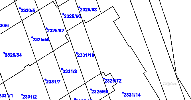 Parcela st. 2331/13 v KÚ Rousínov u Vyškova, Katastrální mapa